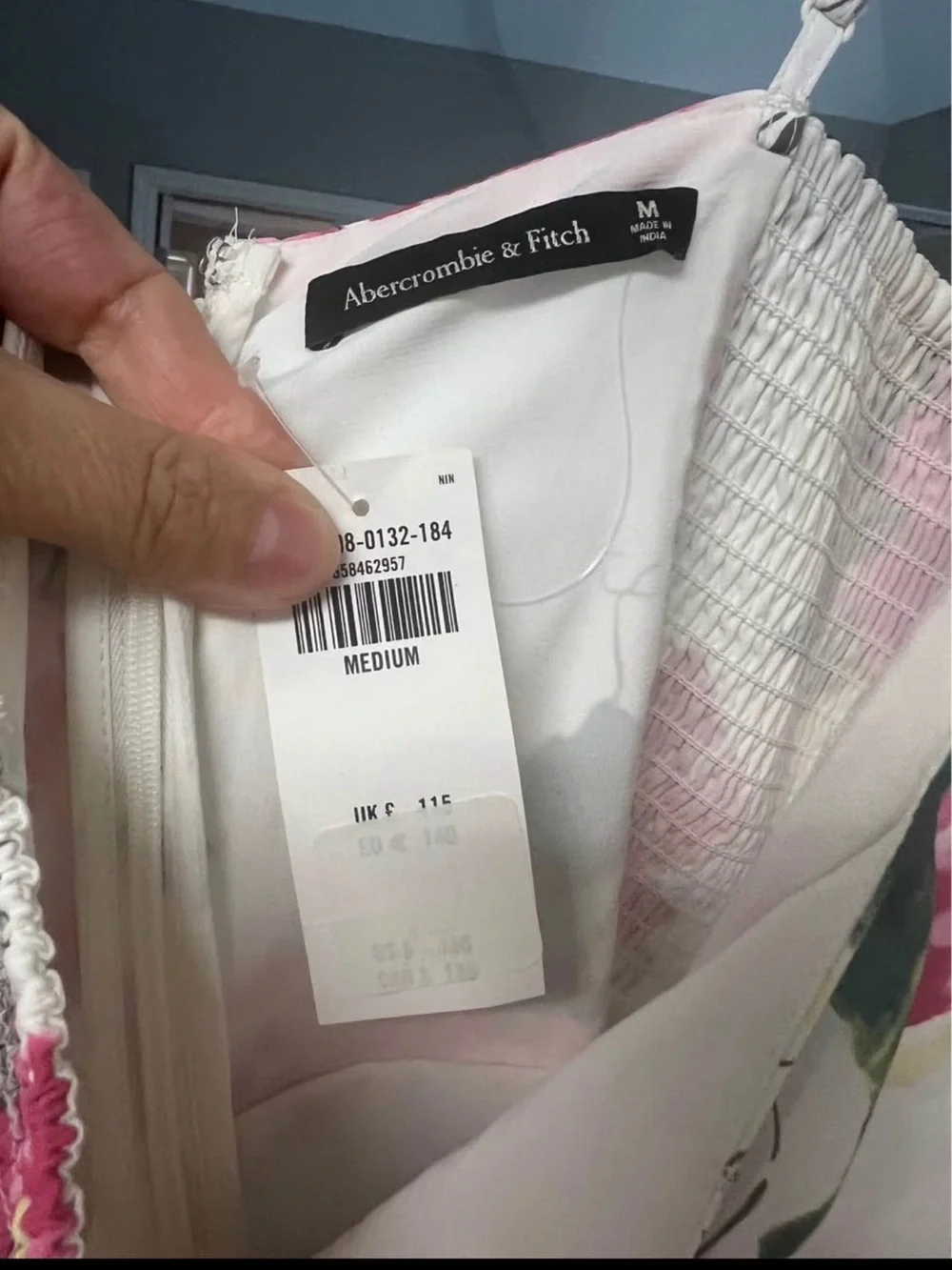 Abercrombie & Fitch White Maxi Dress with Pink Floral Print